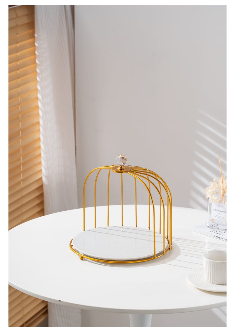 Shallow Elegant Porcelain 26cm Cake Plate with Luxurious Gold Stand - Image 2