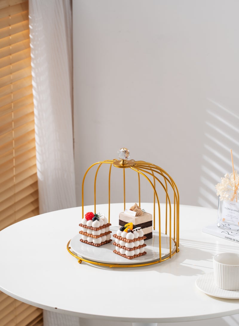 Shallow Elegant Porcelain 26cm Cake Plate with Luxurious Gold Stand - Image 3