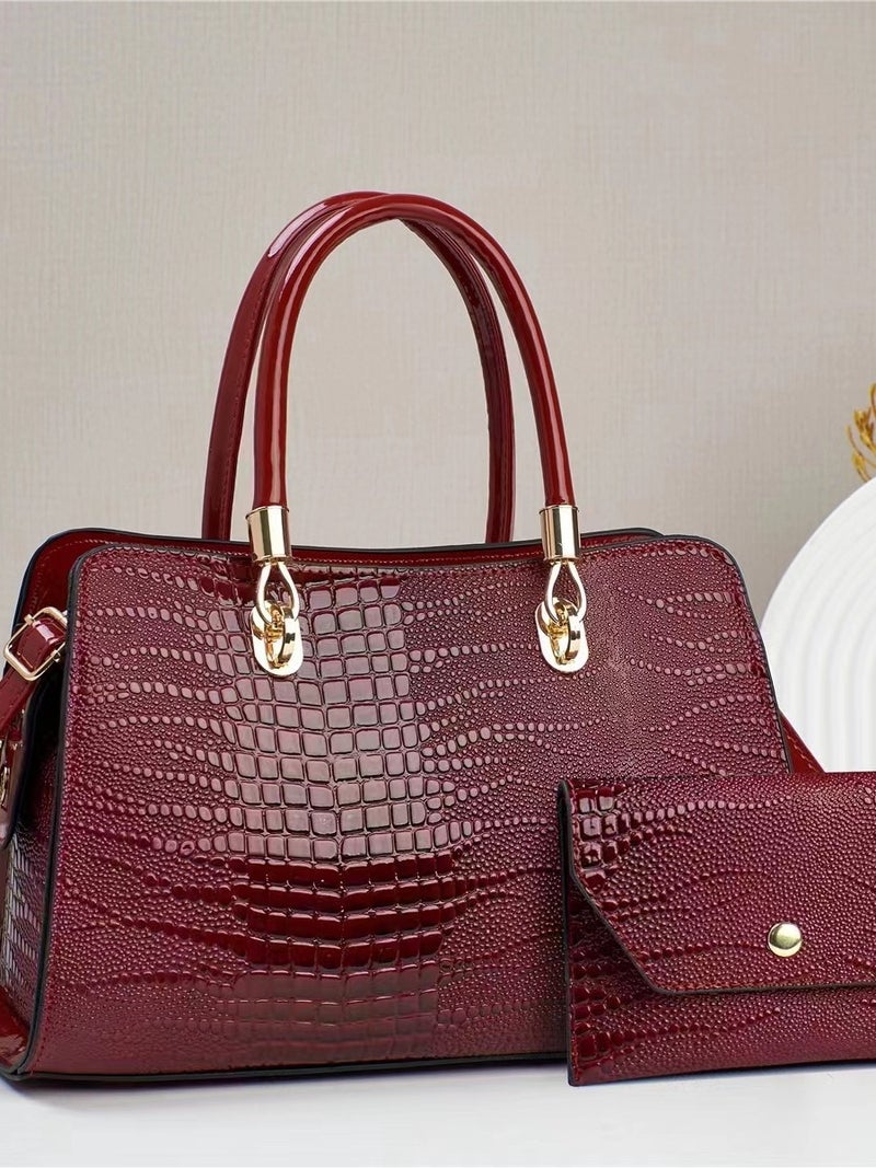 Bag For Women 2023 New Messenger Bag Large Capacity All-Match Crocodile Pattern Middle-Aged Mother Bag Handbag - Image 2