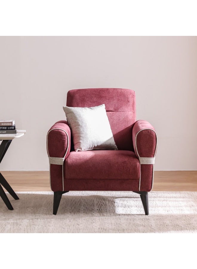 DANUBE HOME Dalin 1 Seater Fabric Sofa Upholstered Fabric Sofa Comfortable Single Seat Couch Modern Living Room Furniture Stylish Sofa For Bedroom Lounge And Small Spaces And Comfortable Living Room Furniture Wooden Frame Material - Burgundy - Image 2