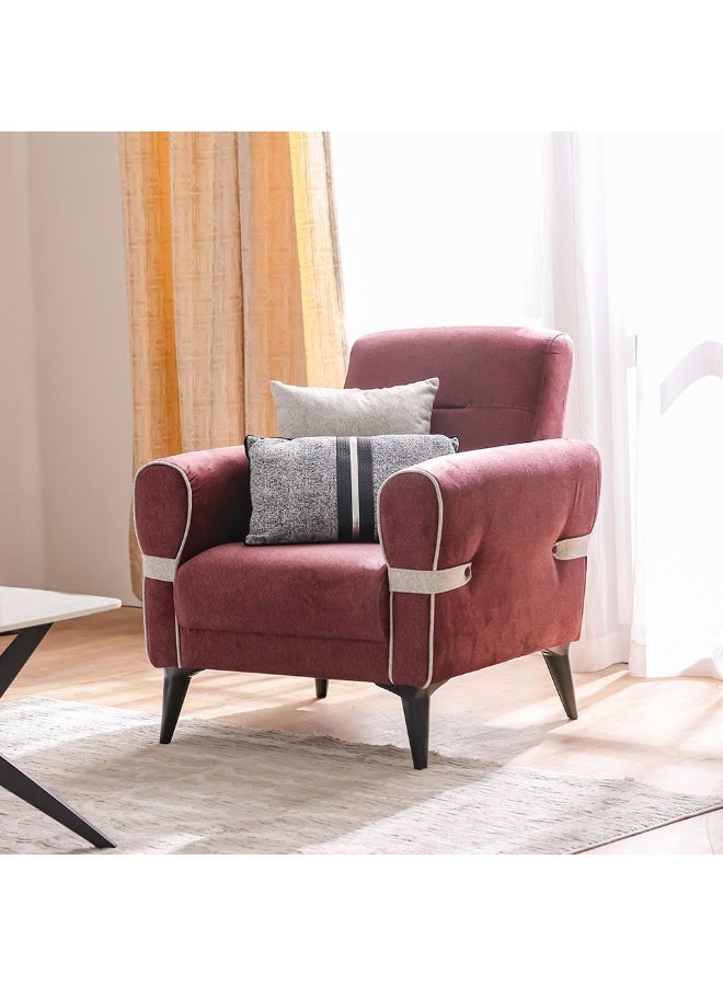 DANUBE HOME Dalin 1 Seater Fabric Sofa Upholstered Fabric Sofa Comfortable Single Seat Couch Modern Living Room Furniture Stylish Sofa For Bedroom Lounge And Small Spaces And Comfortable Living Room Furniture Wooden Frame Material - Burgundy - Image 4