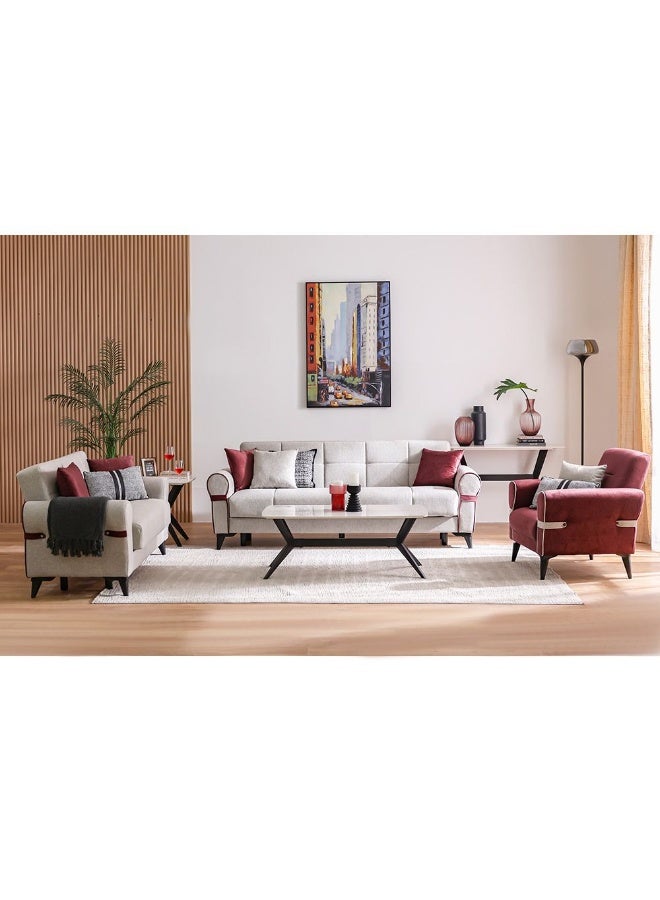 DANUBE HOME Dalin 1 Seater Fabric Sofa Upholstered Fabric Sofa Comfortable Single Seat Couch Modern Living Room Furniture Stylish Sofa For Bedroom Lounge And Small Spaces And Comfortable Living Room Furniture Wooden Frame Material - Burgundy - Image 5