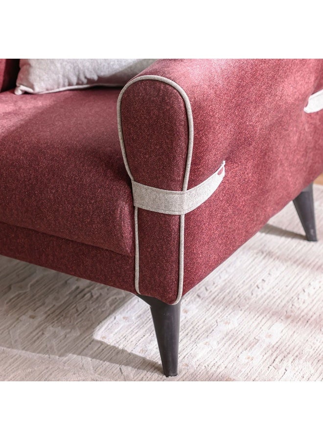DANUBE HOME Dalin 1 Seater Fabric Sofa Upholstered Fabric Sofa Comfortable Single Seat Couch Modern Living Room Furniture Stylish Sofa For Bedroom Lounge And Small Spaces And Comfortable Living Room Furniture Wooden Frame Material - Burgundy - Image 3