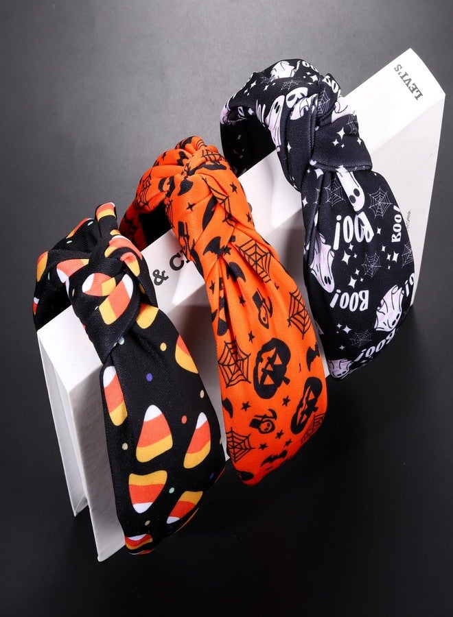 NVENF Halloween Christmas Thanksgiving New Year Headband for Women Festive Holiday Knotted Headband Hair Accessories Gifts (Halloween A) - Image 5