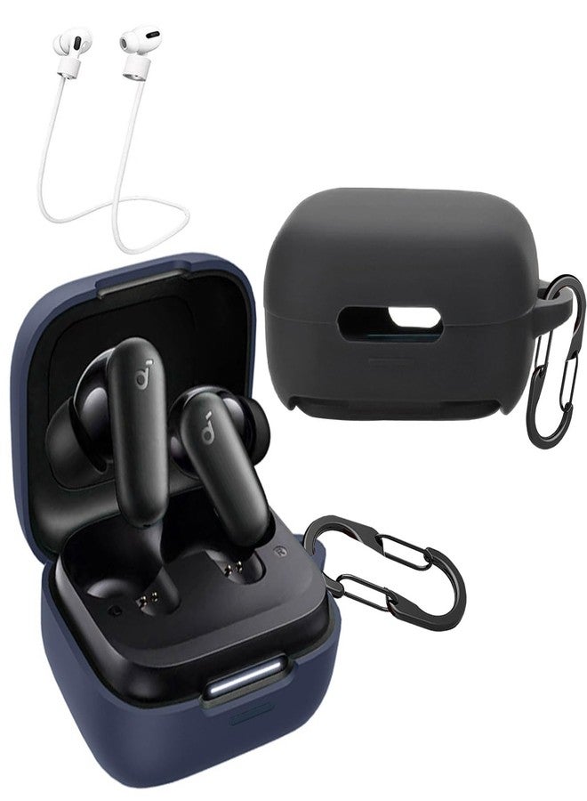 EasyBee [2 Pack] easyBee Case Compatible with Soundcore P30i Charging Cover, with 2 Keychain and Anti-Lost Strap, Soft Liquid Silicone Ultra Thin Shockproof Protective Kit - Black and Blue - Image 1