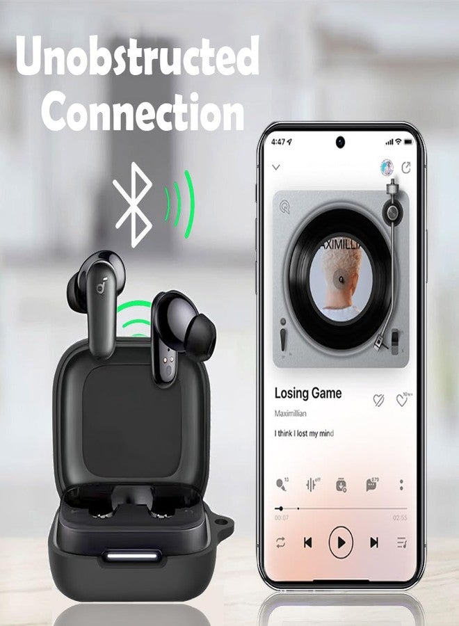 EasyBee [2 Pack] easyBee Case Compatible with Soundcore P30i Charging Cover, with 2 Keychain and Anti-Lost Strap, Soft Liquid Silicone Ultra Thin Shockproof Protective Kit - Black and Blue - Image 4