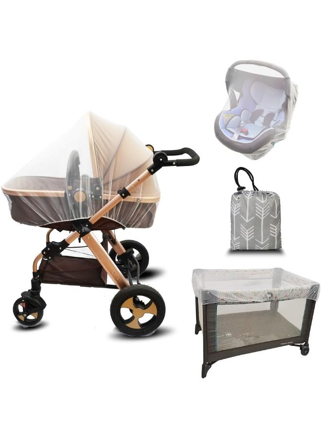 DODO NICI Baby Mosquito Net for Stroller with Storage Bag, Stroller Netting Mosquito with Organizer for Cribs, Infant car seat Insect mesh net, Easy Installation,Black Pink White (White) - Image 1