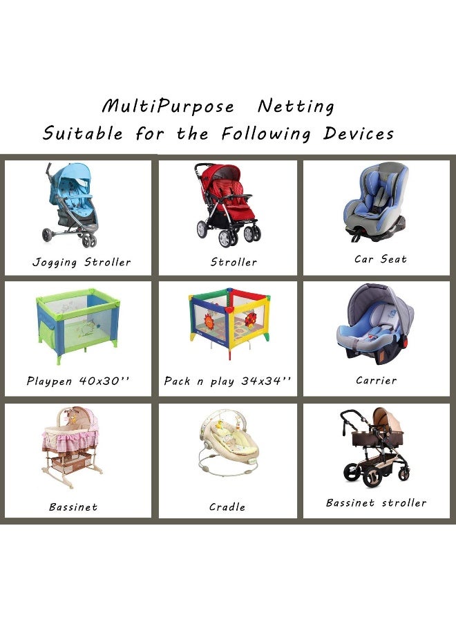 DODO NICI Baby Mosquito Net for Stroller with Storage Bag, Stroller Netting Mosquito with Organizer for Cribs, Infant car seat Insect mesh net, Easy Installation,Black Pink White (White) - Image 5