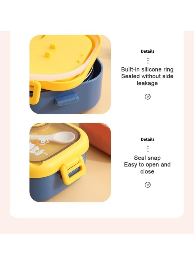 موبكوس صندوق غداء للأطفال بوعاء ستانلس ستيل، طبقتين، قفل كليب، مانع للتسرب، تصميم بحجرتين،  مل أزرق - Image 3