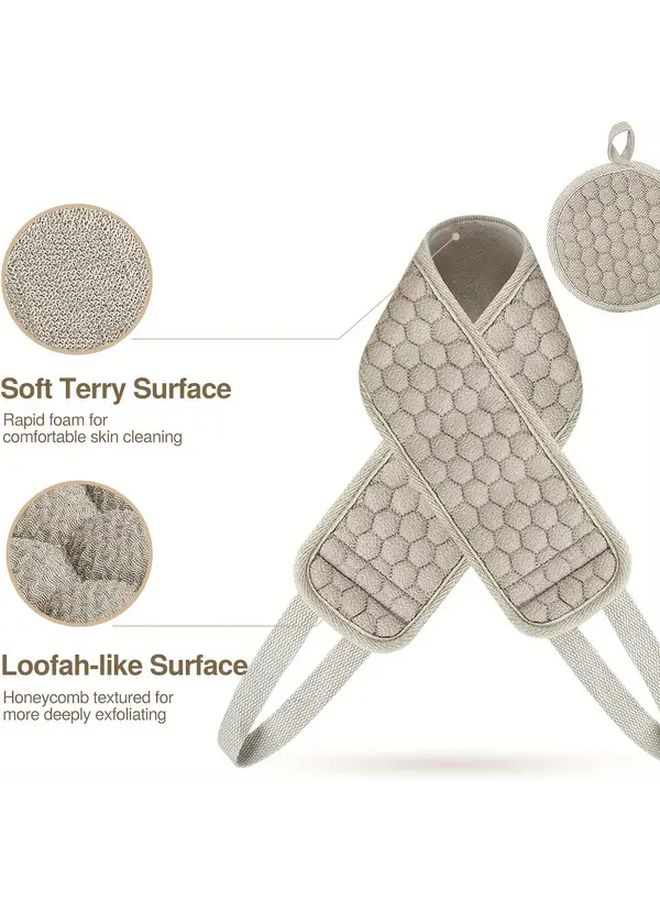 Beige Exfoliating Back Scrubber Deep Cleansing Relaxing Shower Bath Washcloth 1pc - Image 2
