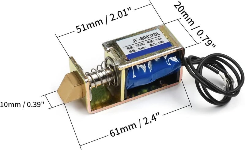 iduino IDUINO JFS0837DL DC 12V 1A 10mm Stroke 15N Force Open Frame Type Solenoid for Door Lock  - Image 2
