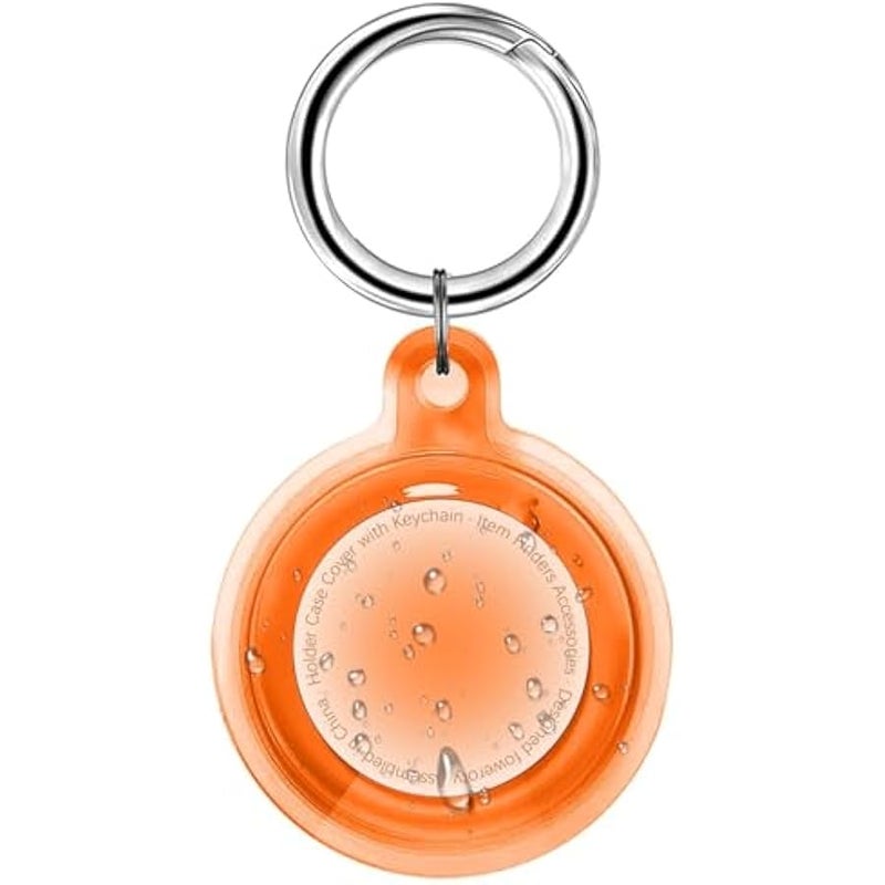 IPX8 Waterproof Airtag Holder, Apple Airtags with Keychain, Air Tag Case for Luggage, Dog Collar, Keys, Anti-Scratch Full Body Protective Air Tags Holder（Orange） - Image 1