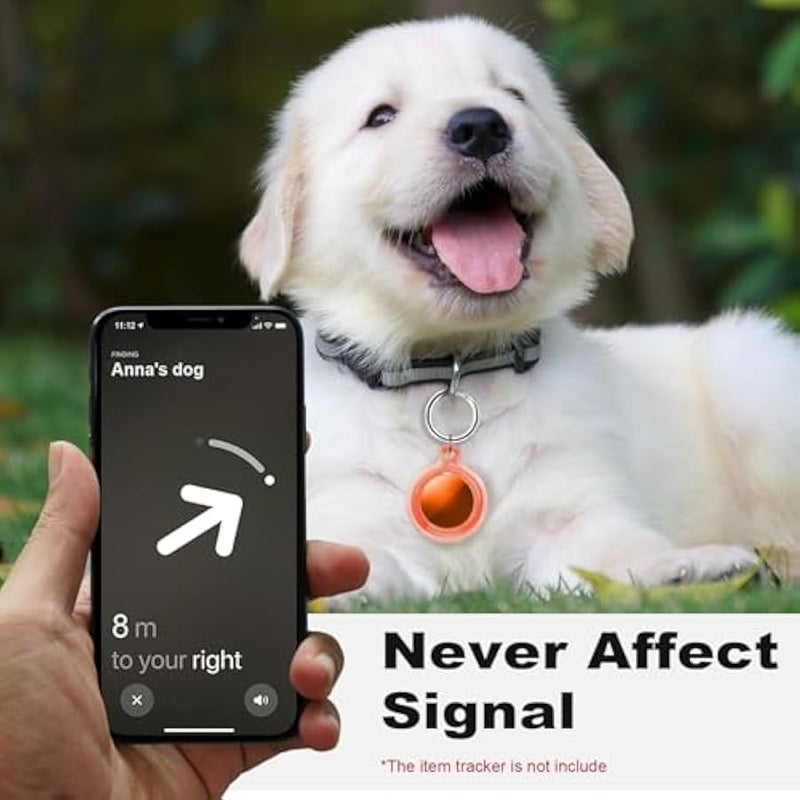 IPX8 Waterproof Airtag Holder, Apple Airtags with Keychain, Air Tag Case for Luggage, Dog Collar, Keys, Anti-Scratch Full Body Protective Air Tags Holder（Orange） - Image 5