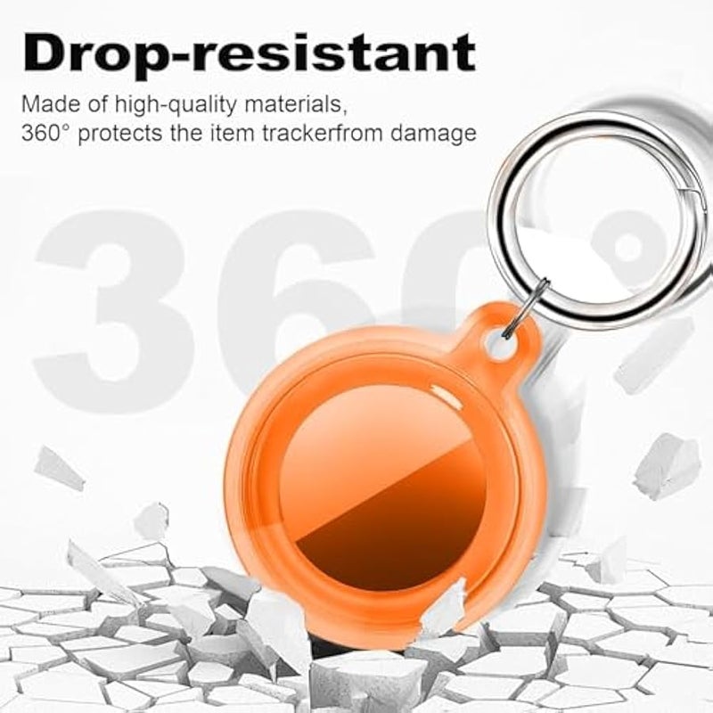 IPX8 Waterproof Airtag Holder, Apple Airtags with Keychain, Air Tag Case for Luggage, Dog Collar, Keys, Anti-Scratch Full Body Protective Air Tags Holder（Orange） - Image 3