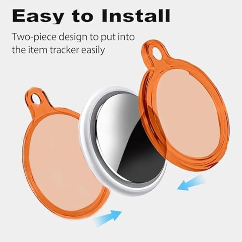 IPX8 Waterproof Airtag Holder, Apple Airtags with Keychain, Air Tag Case for Luggage, Dog Collar, Keys, Anti-Scratch Full Body Protective Air Tags Holder（Orange） - Image 4