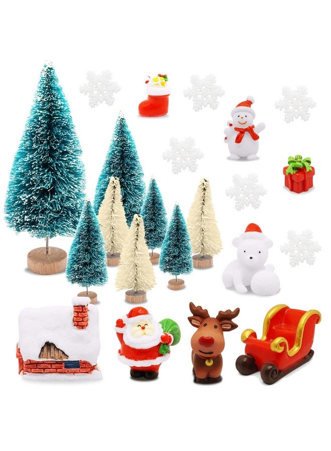FEBSNOW Christmas Miniature Decorations, Christmas Mini Ornaments Christmas Miniature Figurines Christmas Trees Santa Claus Snowman Snowflakes - Image 1