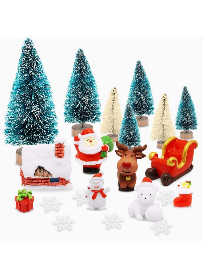 FEBSNOW Christmas Miniature Decorations, Christmas Mini Ornaments Christmas Miniature Figurines Christmas Trees Santa Claus Snowman Snowflakes - Image 3