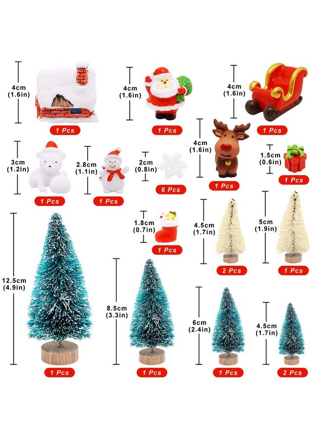 FEBSNOW Christmas Miniature Decorations, Christmas Mini Ornaments Christmas Miniature Figurines Christmas Trees Santa Claus Snowman Snowflakes - Image 2
