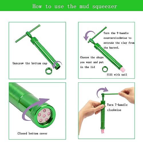 YAMHOHO Stainless Steel Clay Extruder Sugar Paste Extruder Cake Fondant Decorating Tool Set Ceramics & Pottery Clay Extruders Mixers & Presses (Green) - Image 5