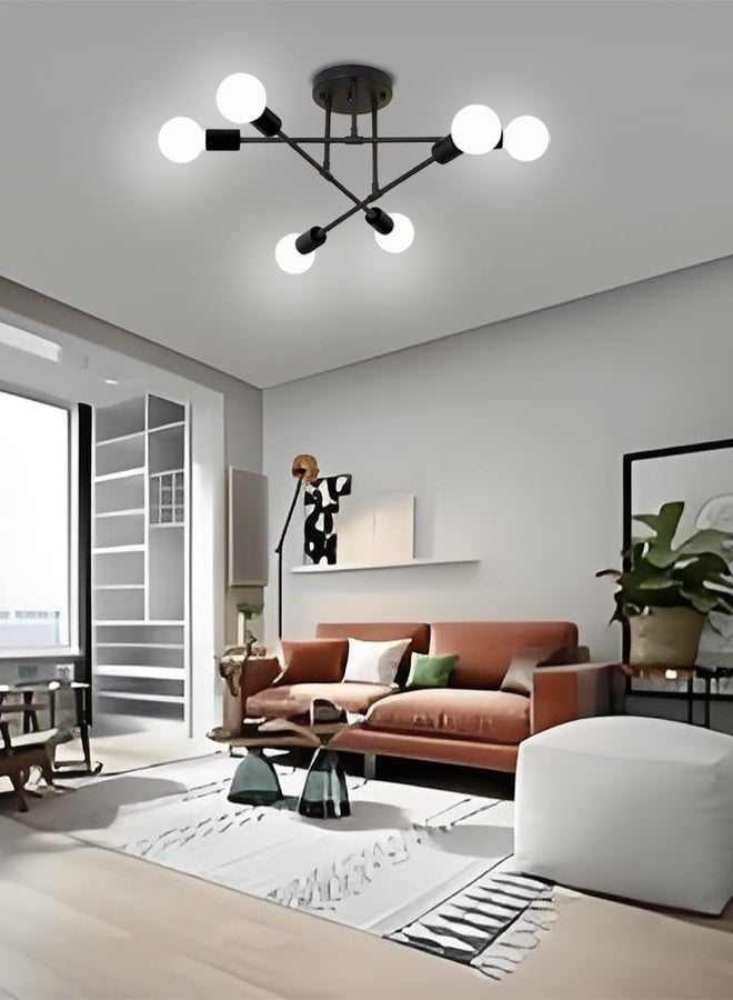 American-style living room chandelier, multi-branch bedroom ceiling lamp, creative molecular living room and dining room ironware ceiling lamp, lighting fixtures - Image 1