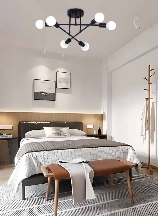 American-style living room chandelier, multi-branch bedroom ceiling lamp, creative molecular living room and dining room ironware ceiling lamp, lighting fixtures - Image 3