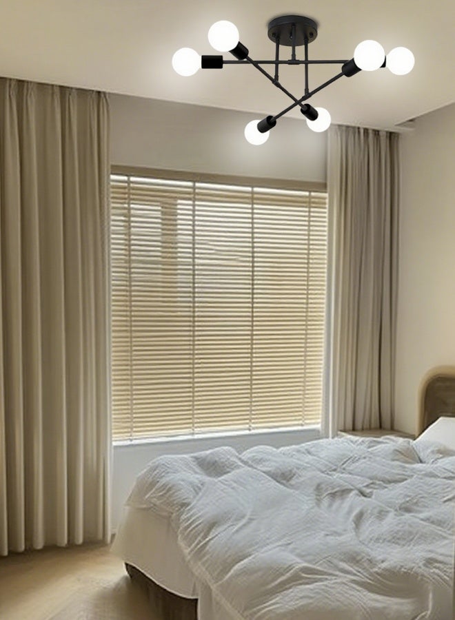 American-style living room chandelier, multi-branch bedroom ceiling lamp, creative molecular living room and dining room ironware ceiling lamp, lighting fixtures - Image 2