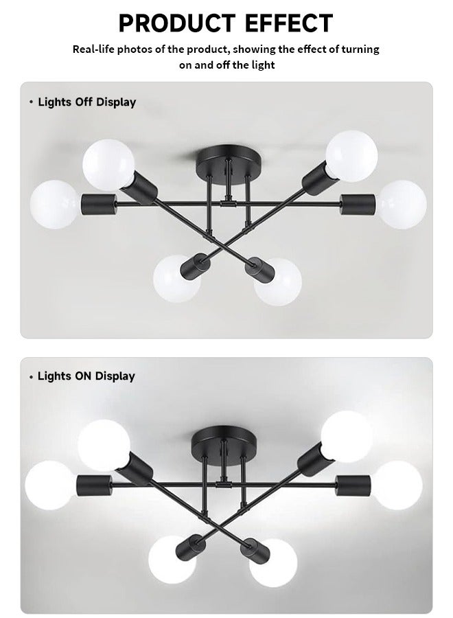 American-style living room chandelier, multi-branch bedroom ceiling lamp, creative molecular living room and dining room ironware ceiling lamp, lighting fixtures - Image 5