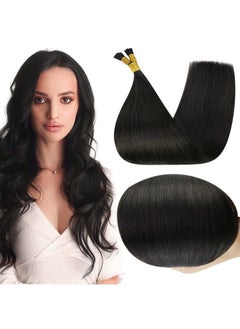 Full Shine Itip Human Hair Extensions 22 Inch I Tip Straight Hair Extensions Off Black Pre Bonded Hair Extensions Stick Tips Hair Extensions 40 Garms 50 Strands Cold Fusion Hair Extensions  - Image 1