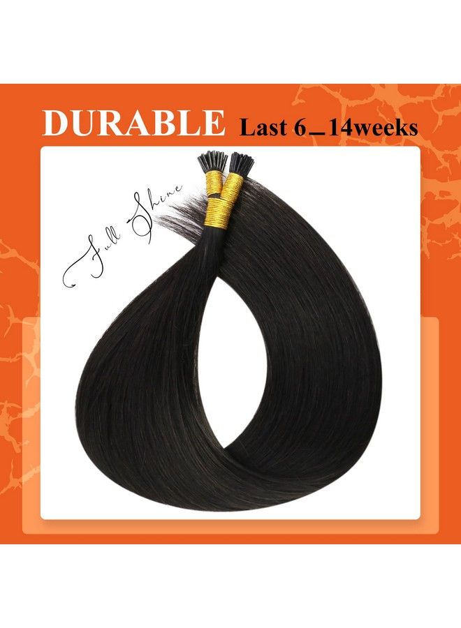 Full Shine Itip Human Hair Extensions 22 Inch I Tip Straight Hair Extensions Off Black Pre Bonded Hair Extensions Stick Tips Hair Extensions 40 Garms 50 Strands Cold Fusion Hair Extensions  - Image 4