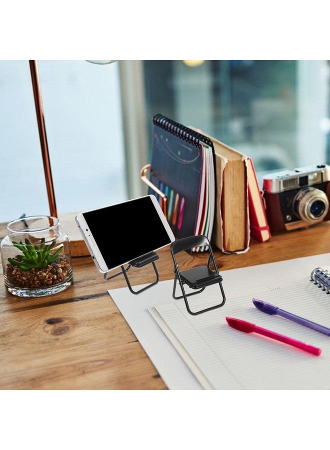 STOBOK 12pcs Mini Folding Chair Cell Phone Stand Holder Doll House Folding Chair Models Folding Chair Cradle for Desk - Image 5