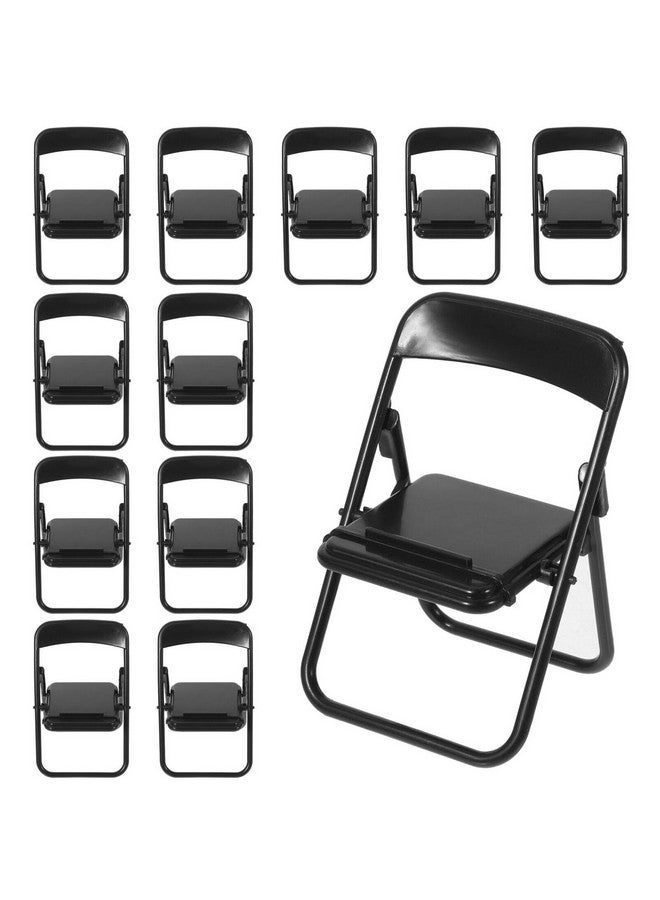 STOBOK 12pcs Mini Folding Chair Cell Phone Stand Holder Doll House Folding Chair Models Folding Chair Cradle for Desk - Image 1