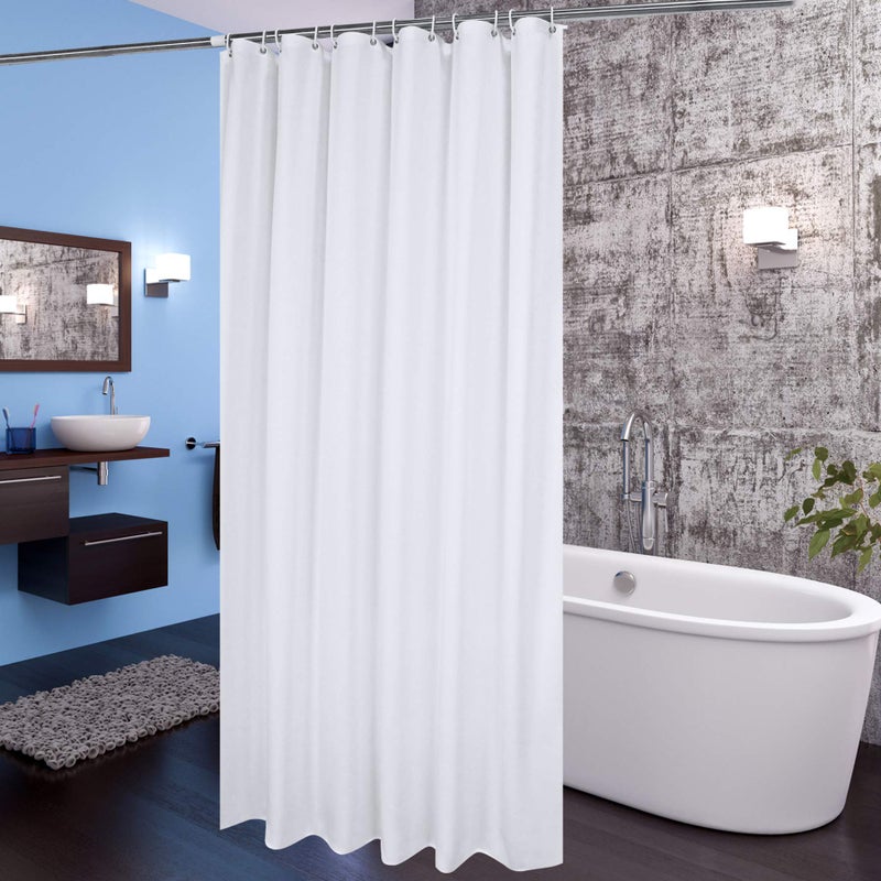 Aoohome AooHome 72x66 inch Short Shower Curtain Liner Fabric Solid Color Shower Curtin with Hooks Reinforced Grommets Weighted Hem Waterproof White 72 Width by 66 Height Inch 