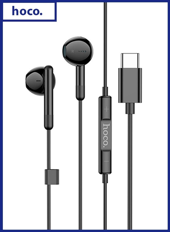 hoco. M93 Small Joy Wire-Controlled Digital Earphones With Microphone, Plug: Type-C, Compatible Huawei Xiaomi OnePlus iPad Pro/iPad Air Type-C Interface(Black) - Image 1