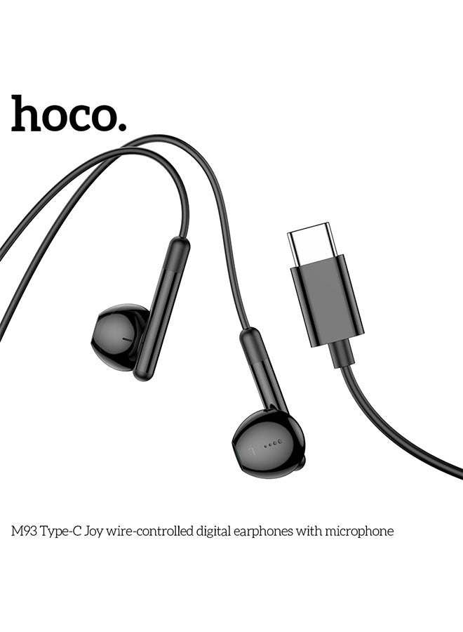 hoco. M93 Small Joy Wire-Controlled Digital Earphones With Microphone, Plug: Type-C, Compatible Huawei Xiaomi OnePlus iPad Pro/iPad Air Type-C Interface(Black) - Image 3