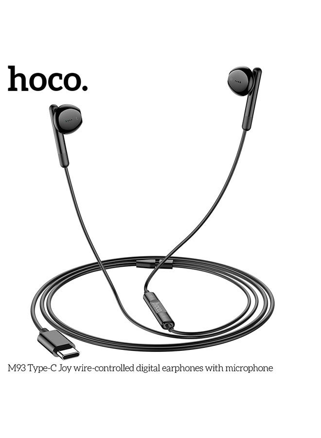 hoco. M93 Small Joy Wire-Controlled Digital Earphones With Microphone, Plug: Type-C, Compatible Huawei Xiaomi OnePlus iPad Pro/iPad Air Type-C Interface(Black) - Image 4