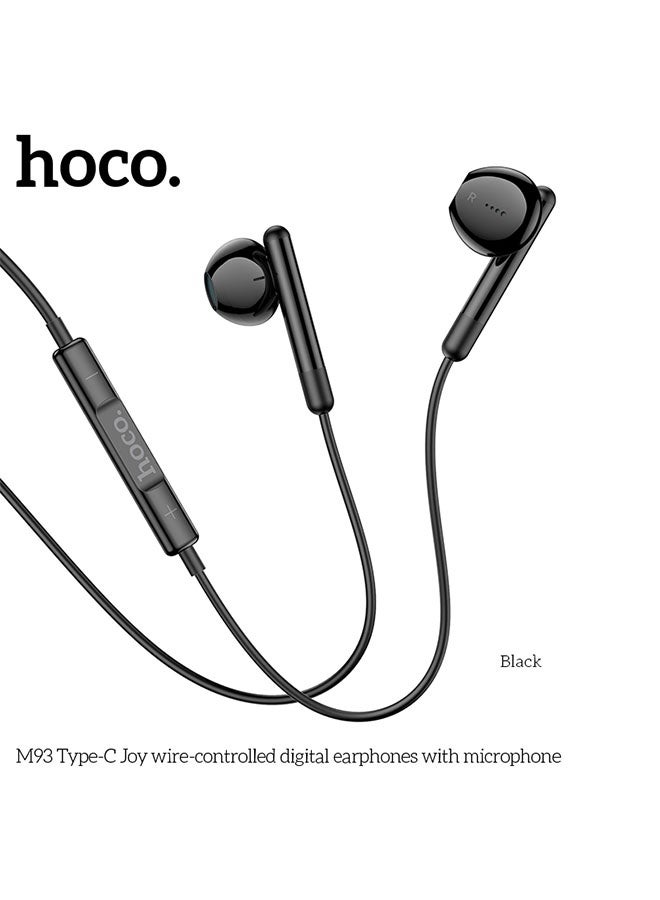 hoco. M93 Small Joy Wire-Controlled Digital Earphones With Microphone, Plug: Type-C, Compatible Huawei Xiaomi OnePlus iPad Pro/iPad Air Type-C Interface(Black) - Image 2