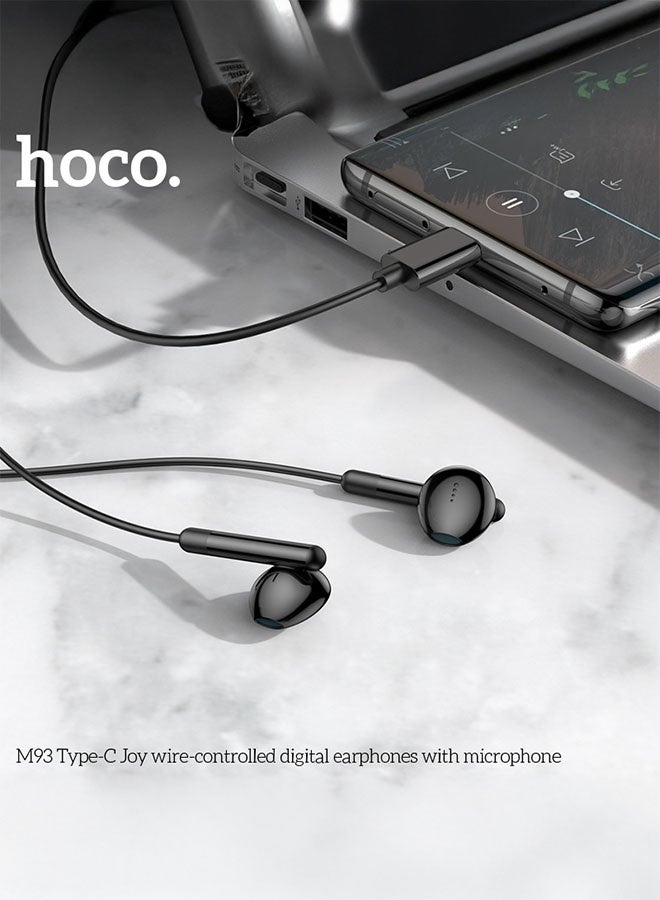 hoco. M93 Small Joy Wire-Controlled Digital Earphones With Microphone, Plug: Type-C, Compatible Huawei Xiaomi OnePlus iPad Pro/iPad Air Type-C Interface(Black) - Image 5