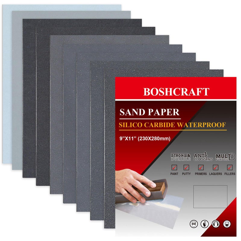 Boshcraft 25 Pcs Wet Sandpaper Sand Paper Assortment 40060080010001200150020002500 Sandpaper for Wood Auto Metal - Image 2