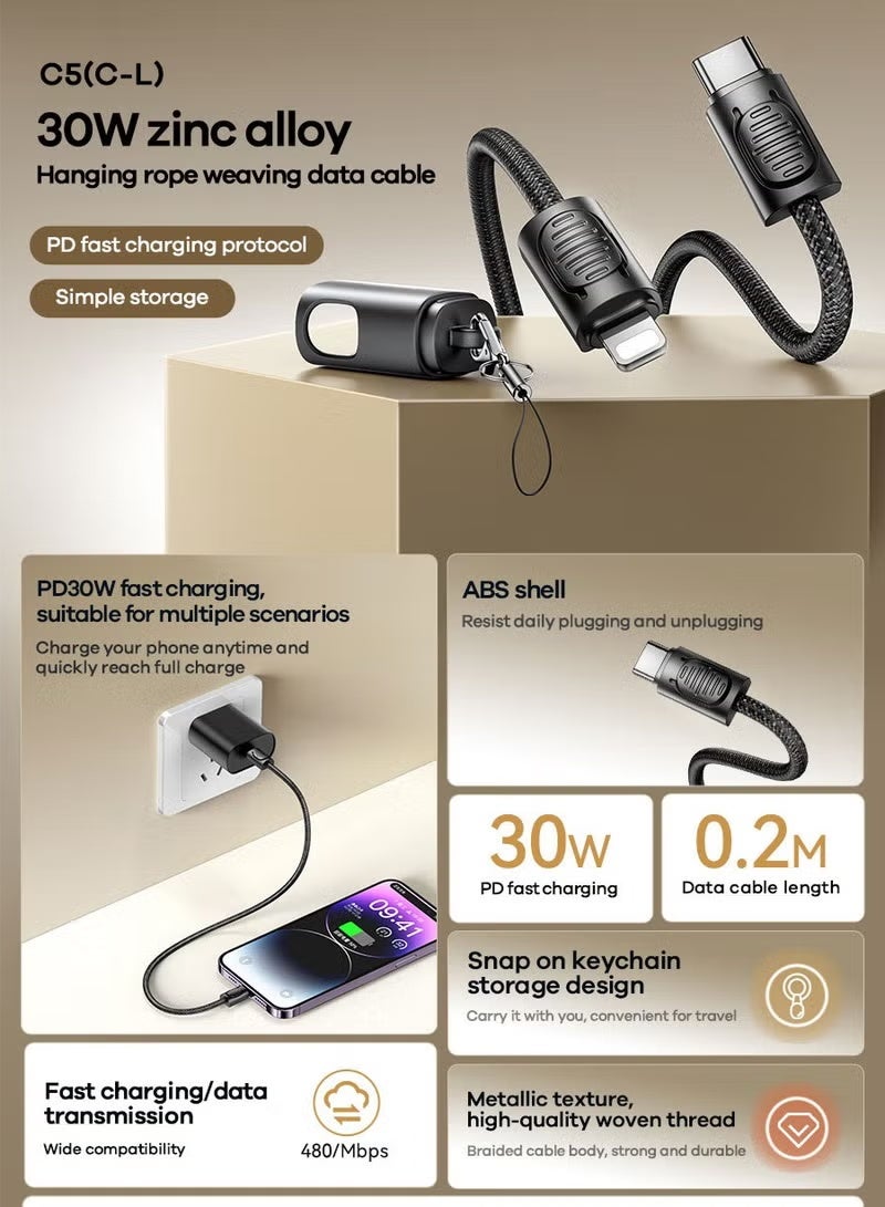 REMAX Zinc alloy Type-C to Lightning fast charging cable lanyard fast charging data cable mobile phone charging cable braided fast charging cable - Image 2