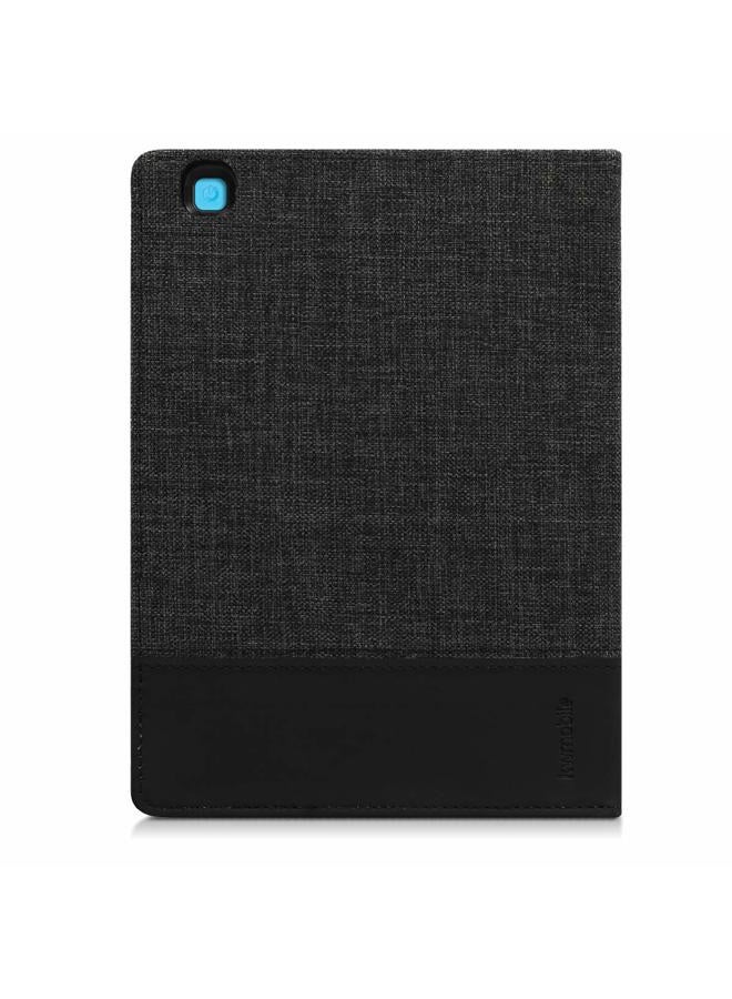 kwmobile Case Compatible with Kobo Aura ONE - PU Leather and Canvas e-Reader Cover - Anthracite/Black - Image 3