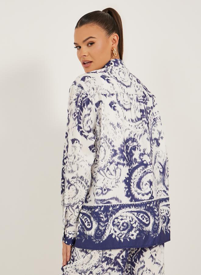 Styli Paisley Print Spread Collar Drop Shoulder Shirt - Image 5