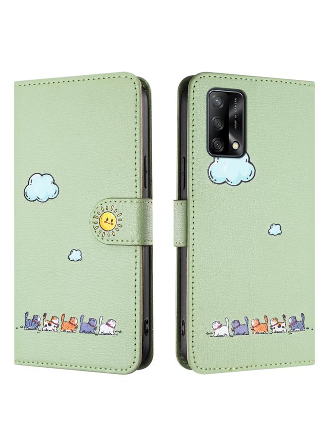 S-TOP Case For OPPO F19 / F19s Cartoon Cats Leather Phone Case - Image 2