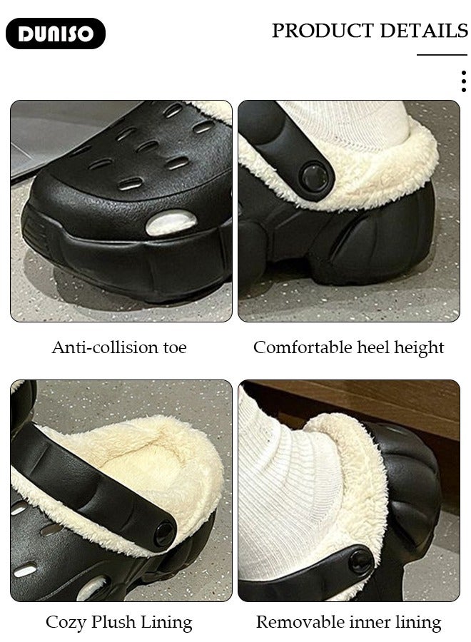 DUNISO House Slippers for Women,Washable Lined Clogs, Fashion Warm Shoes with Thick Sole, Comfortable Home Fuzzy Slippers, Lightweight Non Slip House Shoes For Cozy Indoor Outdoor  - Image 2