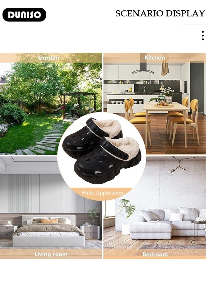 DUNISO House Slippers for Women,Washable Lined Clogs, Fashion Warm Shoes with Thick Sole, Comfortable Home Fuzzy Slippers, Lightweight Non Slip House Shoes For Cozy Indoor Outdoor  - Image 3