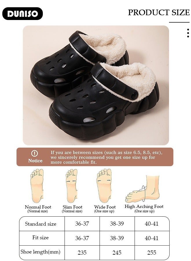 DUNISO House Slippers for Women,Washable Lined Clogs, Fashion Warm Shoes with Thick Sole, Comfortable Home Fuzzy Slippers, Lightweight Non Slip House Shoes For Cozy Indoor Outdoor  - Image 4