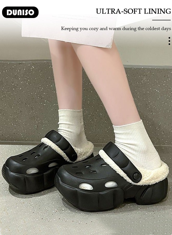 DUNISO House Slippers for Women,Washable Lined Clogs, Fashion Warm Shoes with Thick Sole, Comfortable Home Fuzzy Slippers, Lightweight Non Slip House Shoes For Cozy Indoor Outdoor  - Image 5