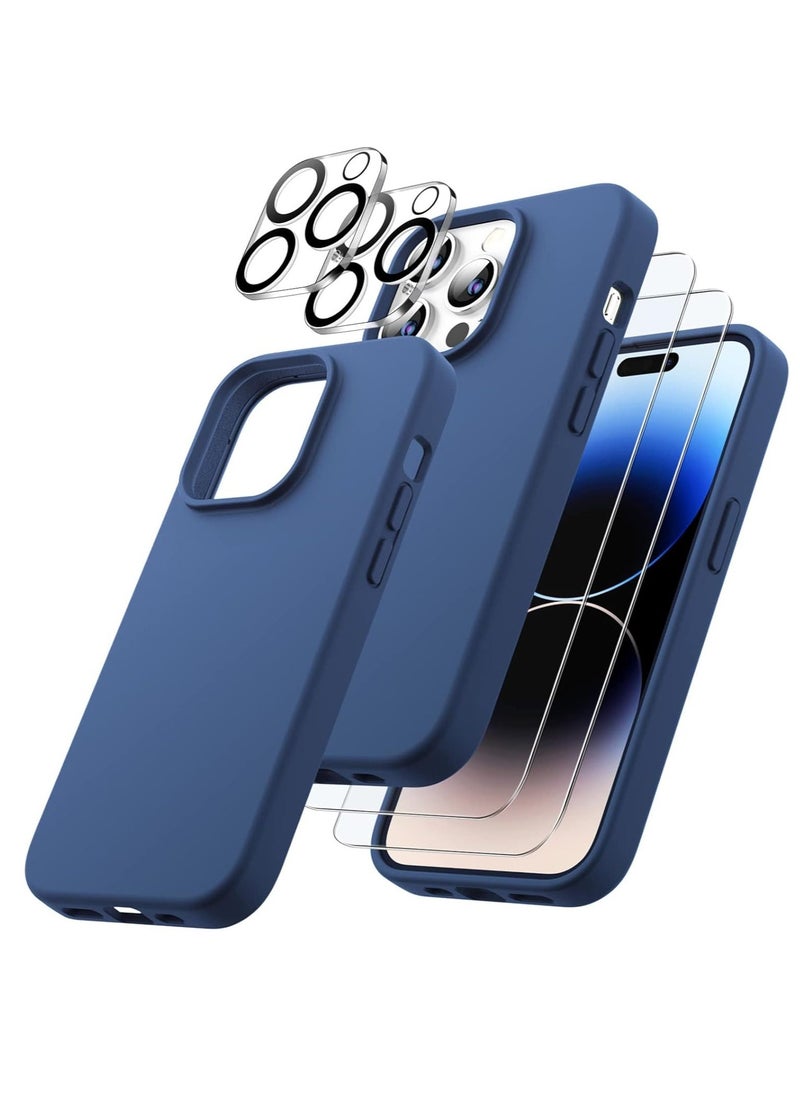 Raxoom iPhone 14 Pro Max Cover, with 2 Pack Screen Protector + 2 Pack Camera Lens Protector, Liquid Silicone [Full Body] Protection Shockproof [Drop Protection] Case 6.7 inches (Blue) - Image 1