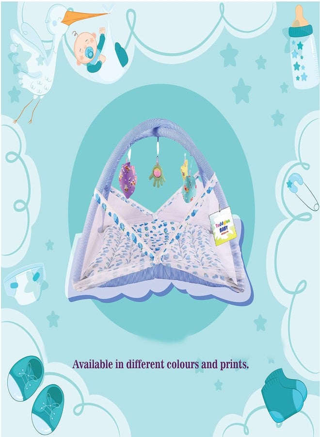 Toddylon New Born Baby Bedding Set Play Gym with Mosquito Net and Hanging Toys for Baby Boy's & Baby Girl's (0-6 Months) (Blue Cherry) - Image 3