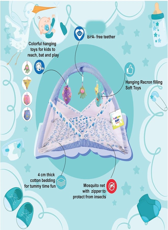 Toddylon New Born Baby Bedding Set Play Gym with Mosquito Net and Hanging Toys for Baby Boy's & Baby Girl's (0-6 Months) (Blue Cherry) - Image 2