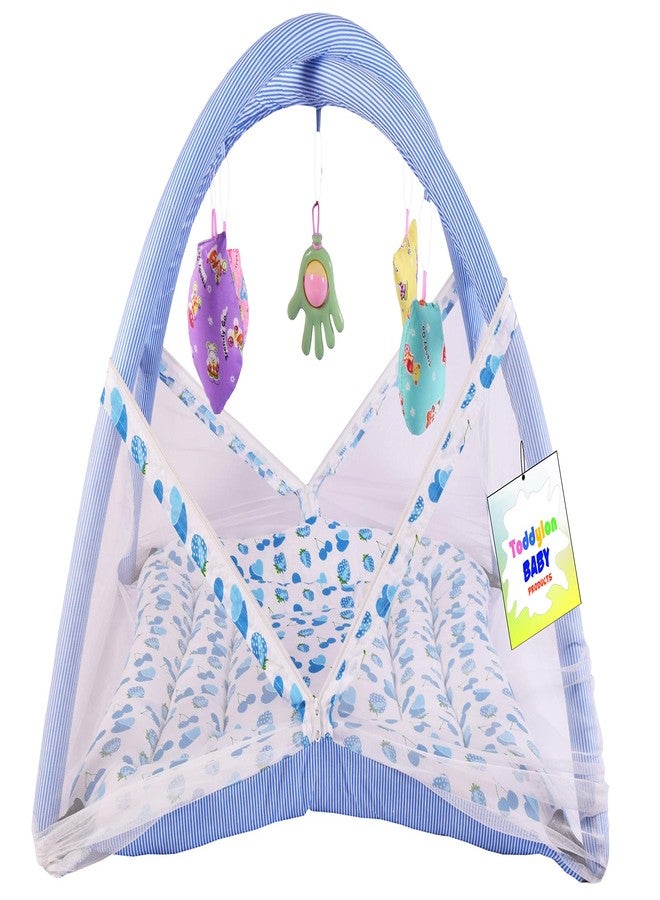 Toddylon New Born Baby Bedding Set Play Gym with Mosquito Net and Hanging Toys for Baby Boy's & Baby Girl's (0-6 Months) (Blue Cherry) - Image 1
